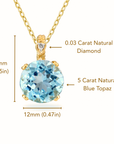 14k Yellow Gold Sky Blue Topaz Gemstone and Diamond Pendant