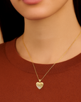 14K Solid Yellow Gold Heart Pendant, With 18" Cable Chain Necklace