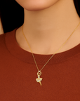 14K Yellow Gold Ballerina Pendant Necklace, With 18" Cable Chain