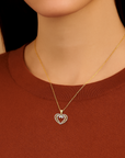 14K Two-Tone Gold Heart Pendant, With 18" Cable Chain Necklace