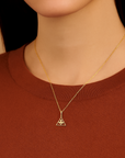 14K Yellow Gold Flying Bird Triangle Pendant, With 18" Necklace