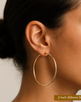 10K Yellow Gold Classic Round Hoop Earrings, 2mm Thin, All Sizes Available