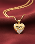 14K Solid Yellow Gold Heart Pendant, With 18" Cable Chain Necklace