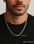 Italian 14k Gold Plated 5mm Cuban Chains with Strong Lobster Lock in Sterling Silver