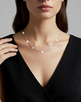 Sterling Silver Freshwater Cultured White & Grey Pearl Necklace