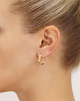 14K Yellow Gold Diamond-Cut U-Shape Oval Hoop Earrings