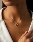 14K Yellow Gold Classic Heart Pendant, With 18" Cable Chain Necklace