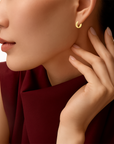 14K Gold Diamond-Cut Huggies, Dainty 13mm Gold Earrings