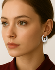 925 Sterling Silver Heart & Crown Claddagh Hoop Earrings