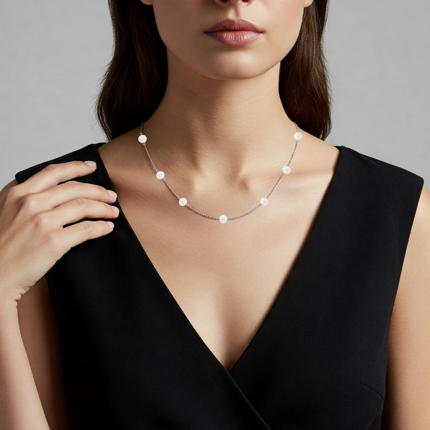 Sterling Silver Freshwater Cultured White Pearl Necklace – Tilo 