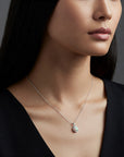 Sterling Silver Simulated Fire Opal Halo Pendant Necklace
