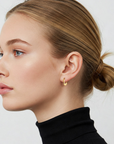 Solid 10K Yellow Gold Round Hoop Earrings, Italian Style, Shiny Flat Tube Hoops, 14mm