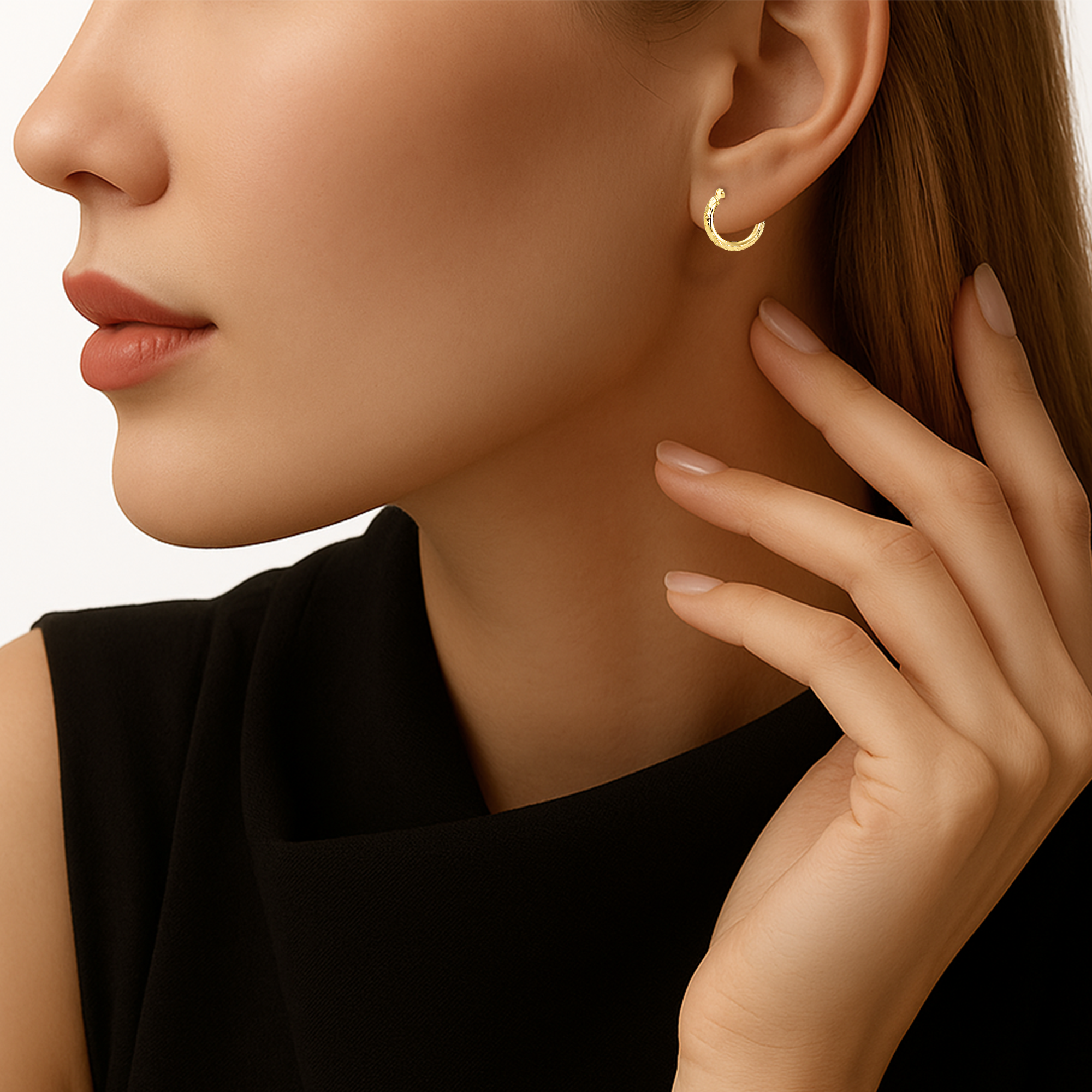 Yellow Gold Hand Engraved Hoops, 1 inch (Yellow/White/Rose) – Tilo