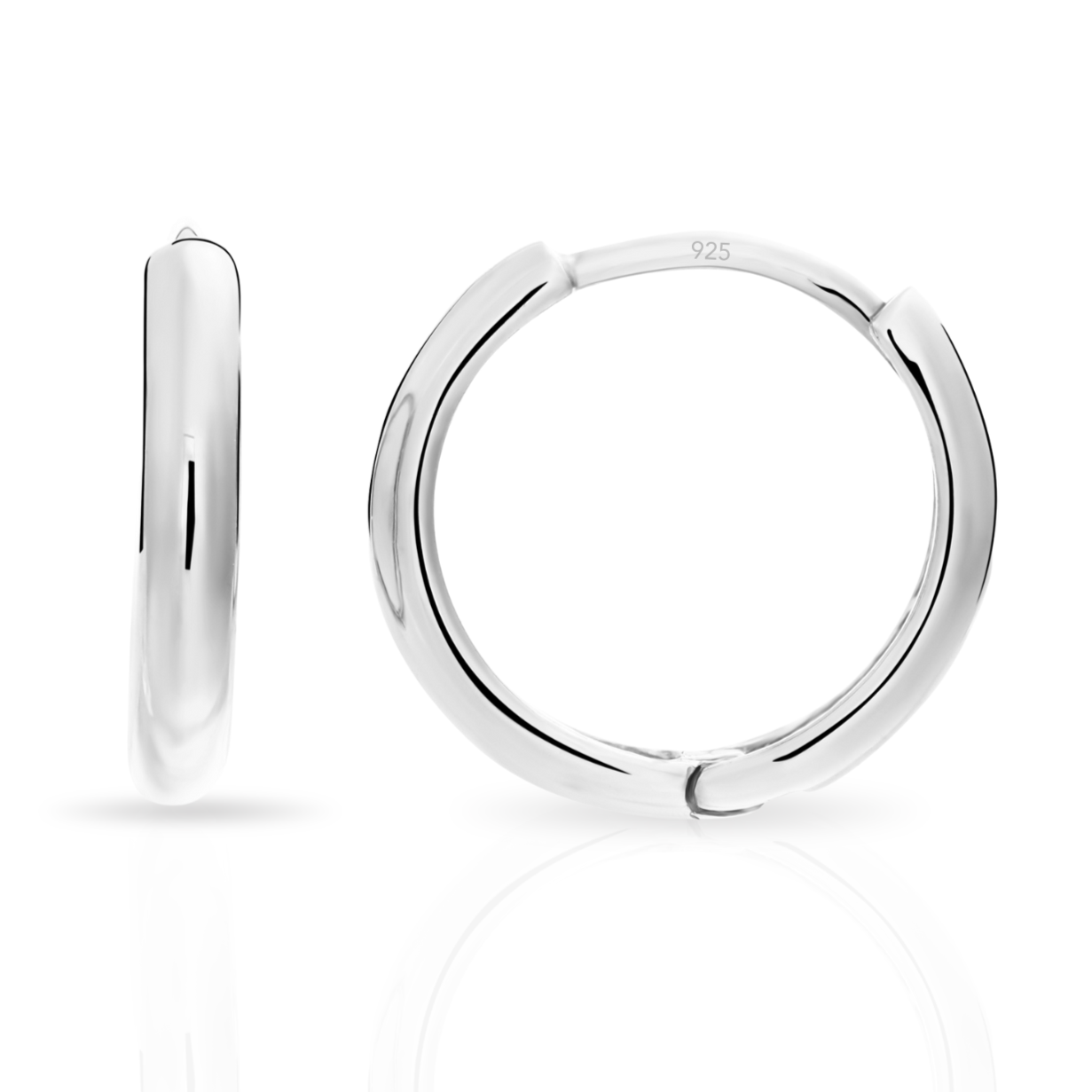 Sterling Silver Classic Round Huggie Hoop Earrings, 13mm