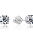 14k White Gold Classic Solitaire Stud Earrings, Screwback