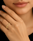 14K Yellow Gold Dainty Heart Link Ring