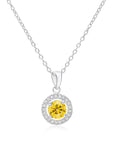 Sterling Silver Birthstone Halo Pendant Necklace