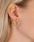 14K Yellow Gold Flat Design Hoop Earrings