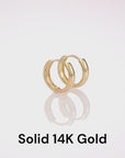 14k Gold Small Huggie Hoop Earrings, 12mm