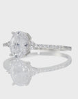 14K White Gold Oval-Shaped Solitaire 1.5 Carat Engagement Ring With Side Stones