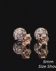 14k Rose Gold Zirconia Solitaire Stud Earrings, Pushback