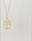 14K Yellow Gold Tree Of Life Pendant, With 18" Necklace