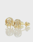 14k Gold Polished Love Knot Stud Earrings with Screwbackings, 7mm