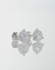 14K White Gold Brilliant-Cut Lab Diamond Studs, Classic Martini 3-Prong Setting, Screwback