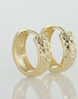 14K Gold Diamond-Cut Huggies, Dainty 13mm Gold Earrings