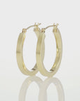 14k Solid Yellow Gold Square Tube Hoop Earrings, Bold Chunky Hoops, 2.2mm Thin