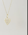 14K Yellow Gold Floral Heart Pendant, With 18" Necklace