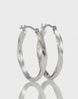 10K White Gold Twisted Classic Hoop Earrings