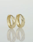 14K Gold Tiny Hand Engraved Huggies Hoop Earrings, 10mm