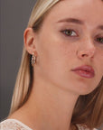 14K Gold Two-Tone Twisted Hoop Earrings With Engraved Diamond-Cuts