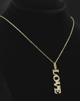 14K Yellow Gold Love Pendant, With 18" Necklace