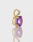 14k Yellow Gold Purple Amethyst Gemstone And Diamond Pendant Necklace