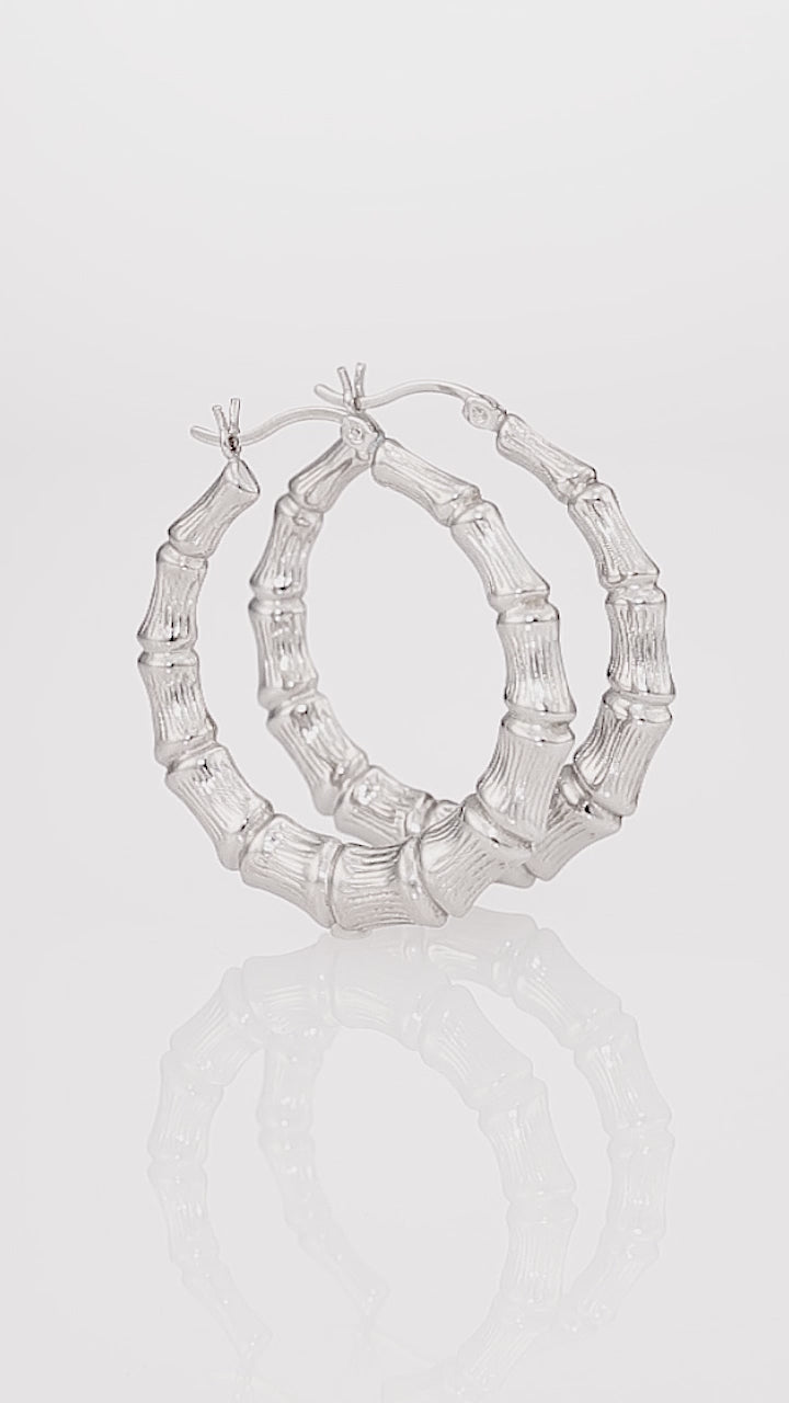 925 Sterling Silver Bamboo Texture Hoop Earrings – Tilo Jewelry®