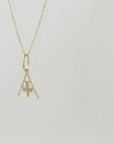 14K Yellow Gold Flying Bird Triangle Pendant, With 18" Necklace