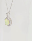Sterling Silver Simulated Fire Opal Halo Pendant Necklace