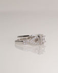 925 Sterling Silver Engagement Ring Set, 2 Carat Total, Princess Square-Cut Cubic Zirconia Ring With Halo Setting, Two Tier Stackable Ring