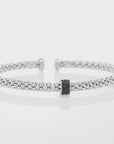 Sterling Silver Italian Black Onyx Cuff Bangle Bracelet, Fits 6"-7"