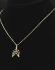 14K Yellow Gold Angel Wings Pendant, With 18" Necklace