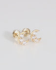 14k Gold Moon Crescent Stud Earrings