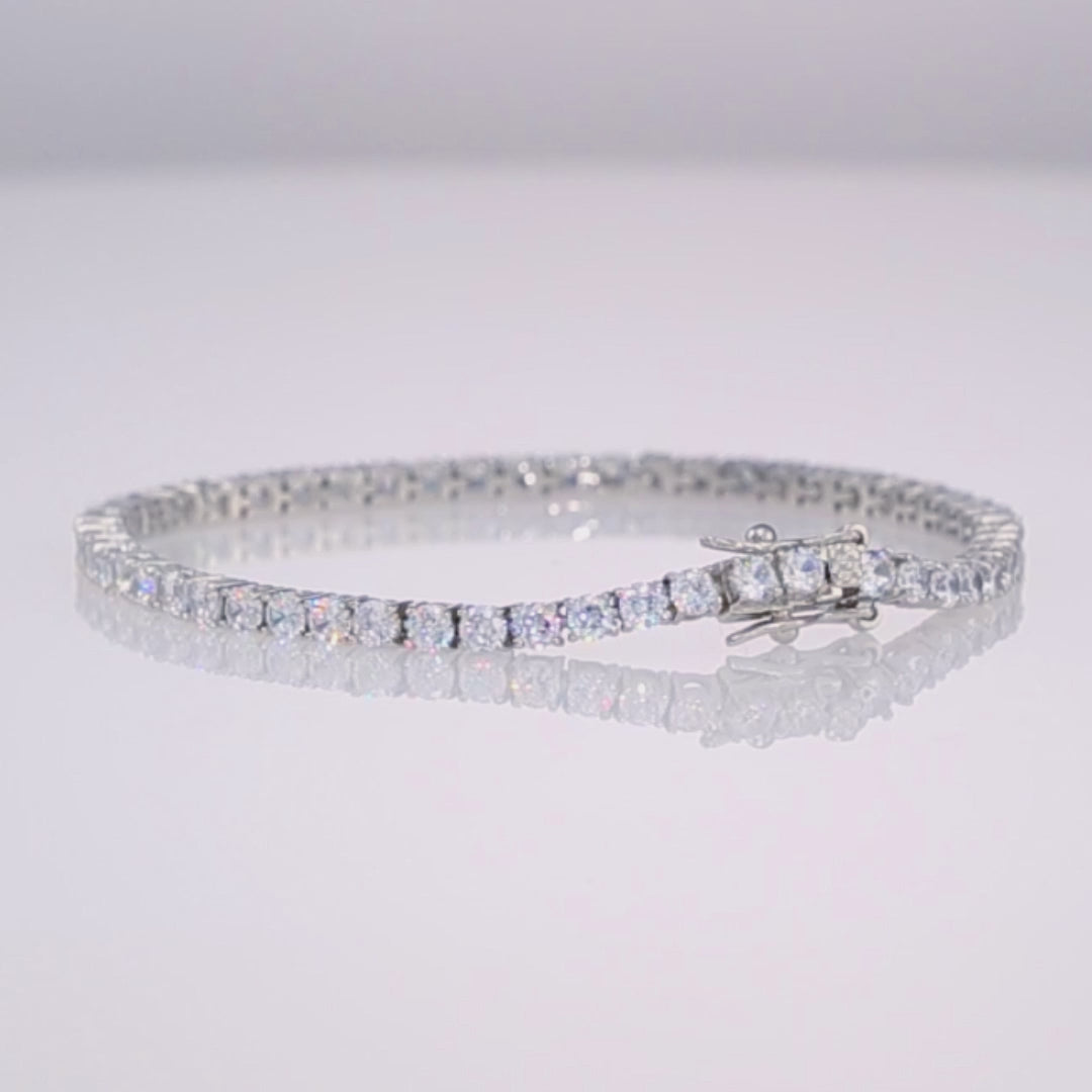 Sterling Silver Tennis Bracelet, Classic Diamond-Look CZ Design