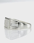 Solid 925 Sterling Silver Pave Square Signet Statement Pinky Wedding Band Ring