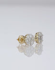 14K Yellow Gold Diamond Cluster Stud Earring with Screw-Back, 0.25ctw, 0.50ctw, 0.75ctw, and 1 Carat Sizes