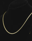 10K Solid Yellow Gold Bismark Chain Necklace, 2mm Thin