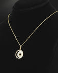 14K Yellow Gold Star & Moon Crescent Pendant, With 18" Necklace