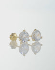 14K Yellow Gold Brilliant-Cut Lab Diamond Studs, Classic Martini 3-Prong Setting, Screwback