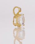 14k Yellow Gold Quartz Gemstone And Diamond Pendant Necklace